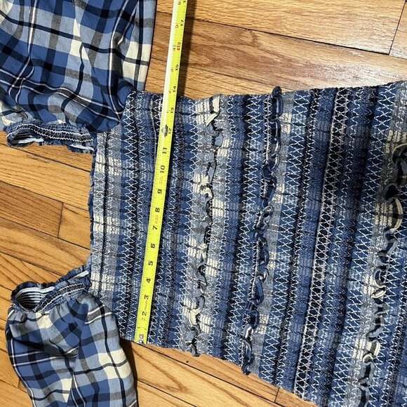 LoveShackFancy Stanley Smocked Plaid Dress in Blue Yellow Denim Skies Size Large - Picture 10 of 12